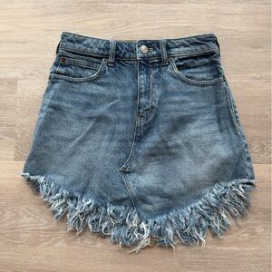 Free People Distressed Blue Mini Skirt